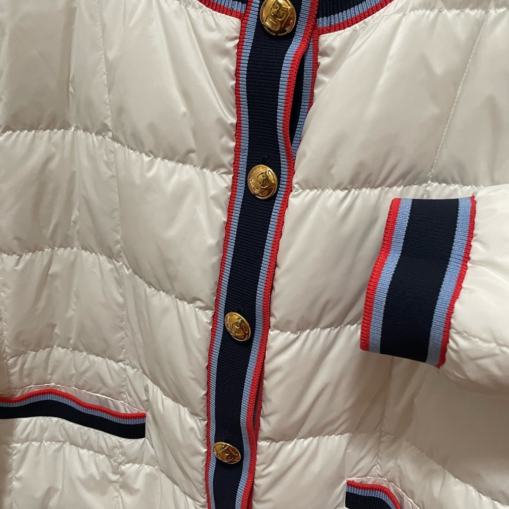 Escada Quilted down Jacket with Navy and Red Trim - Picture 4 of 16